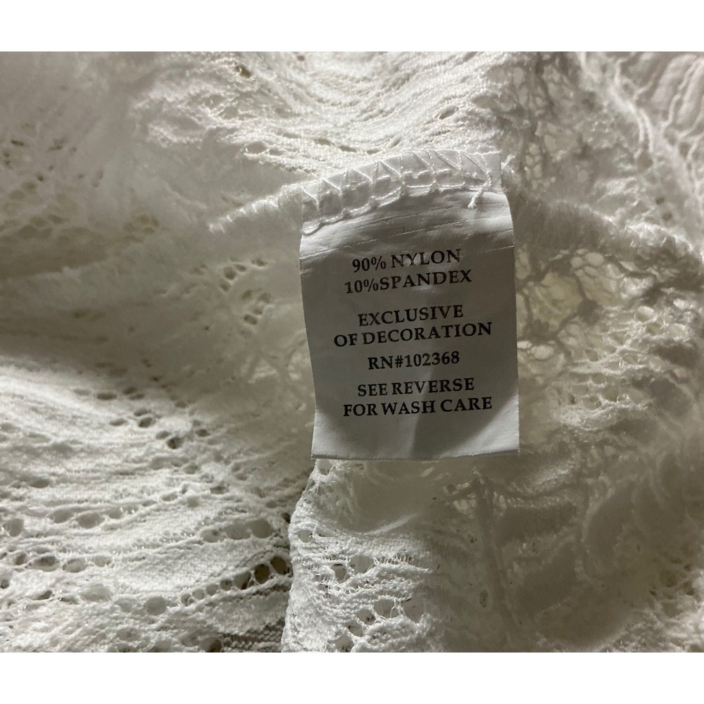 Blue Island White Lace Swim Cover Up Bell Sleeve Tassel Tie Front Large - Picture 6 of 7